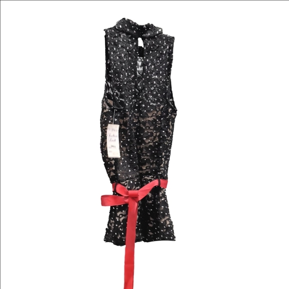NWT Janice Black Lace and Rhinestone High Neck Tank - Picture 3 of 4